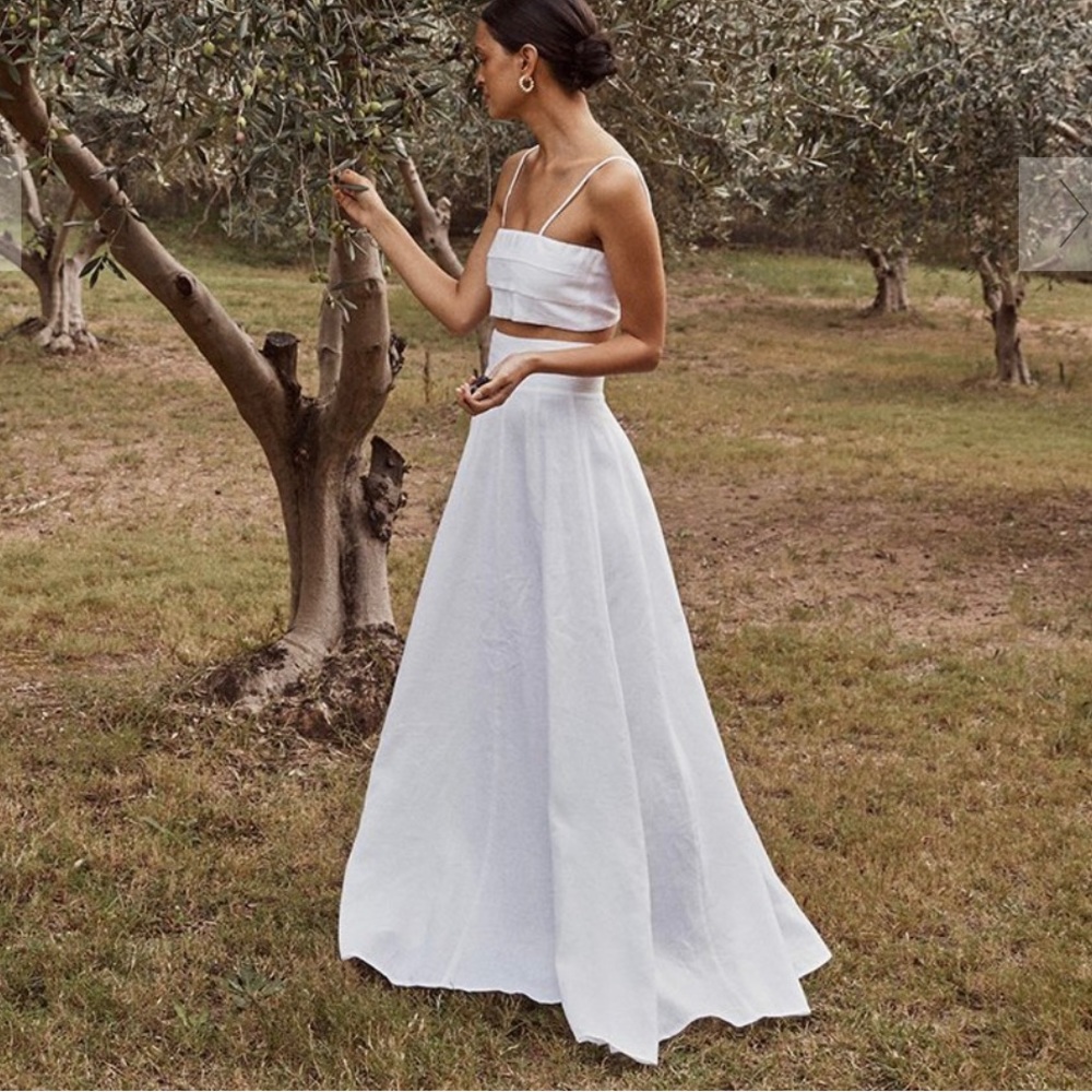 DISSH Aisle white linen long shirt two piece set